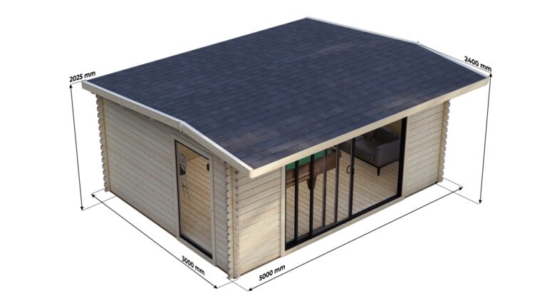 Modern Log Cabin 5×4m – Alu Sliding Doors, Long Ridge Roof8 carousel small image