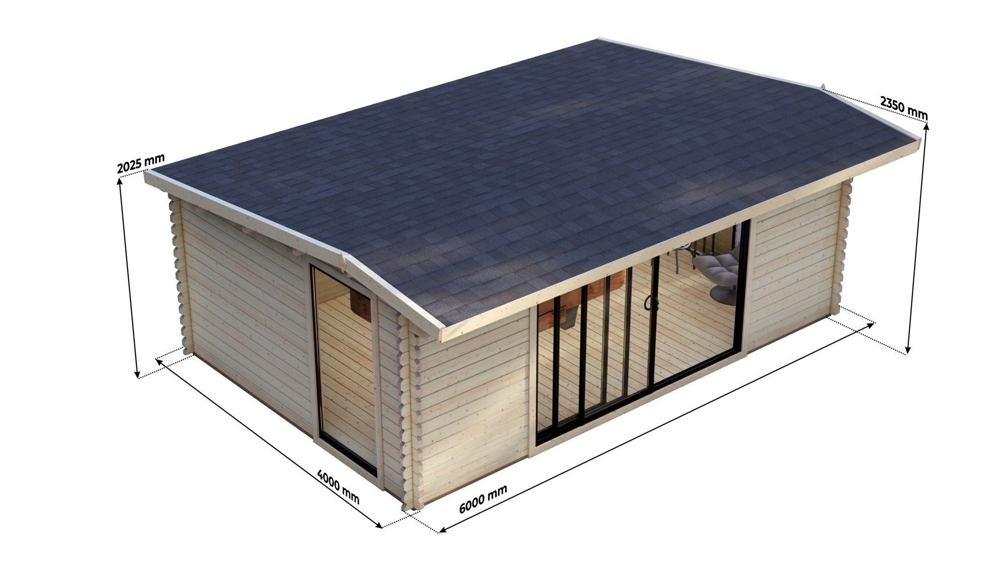 Modern Log Cabin 6×4m Dylan Wolverley 6×4 Pent8 Large scale image