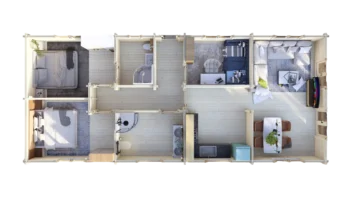Mobile Log Home 3 Bed 14x6.0m: floor plan