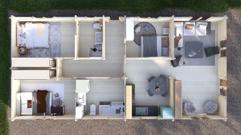 Mobile Log Home 3 Bed 14×6.8m – 5