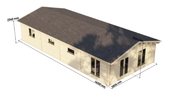 Mobile Log Home 3 Bed 14x6.8m: dimension drawing