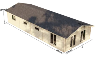 Mobile Log Home 3 Bed 15x6m: dimension drawing