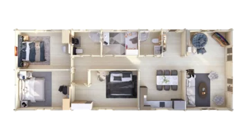 Mobile Log Home 4 Bed 18x6.8m: floor plan