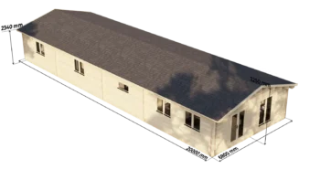 Mobile Log Home 4 Bed 20x6m: dimension drawing