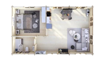 Mobile Log Home 1 Bed 10x6m: floor plan 2