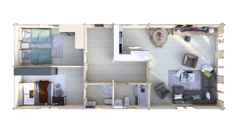 Mobile Log Home Wye2 Bed 14×5.8m – 5