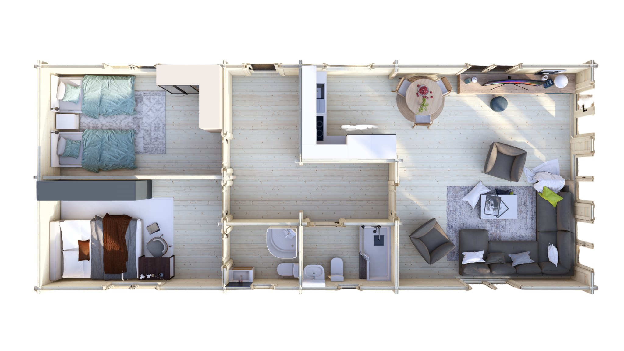 Mobile Log Home Wye2 Bed 14×5.8m – 5