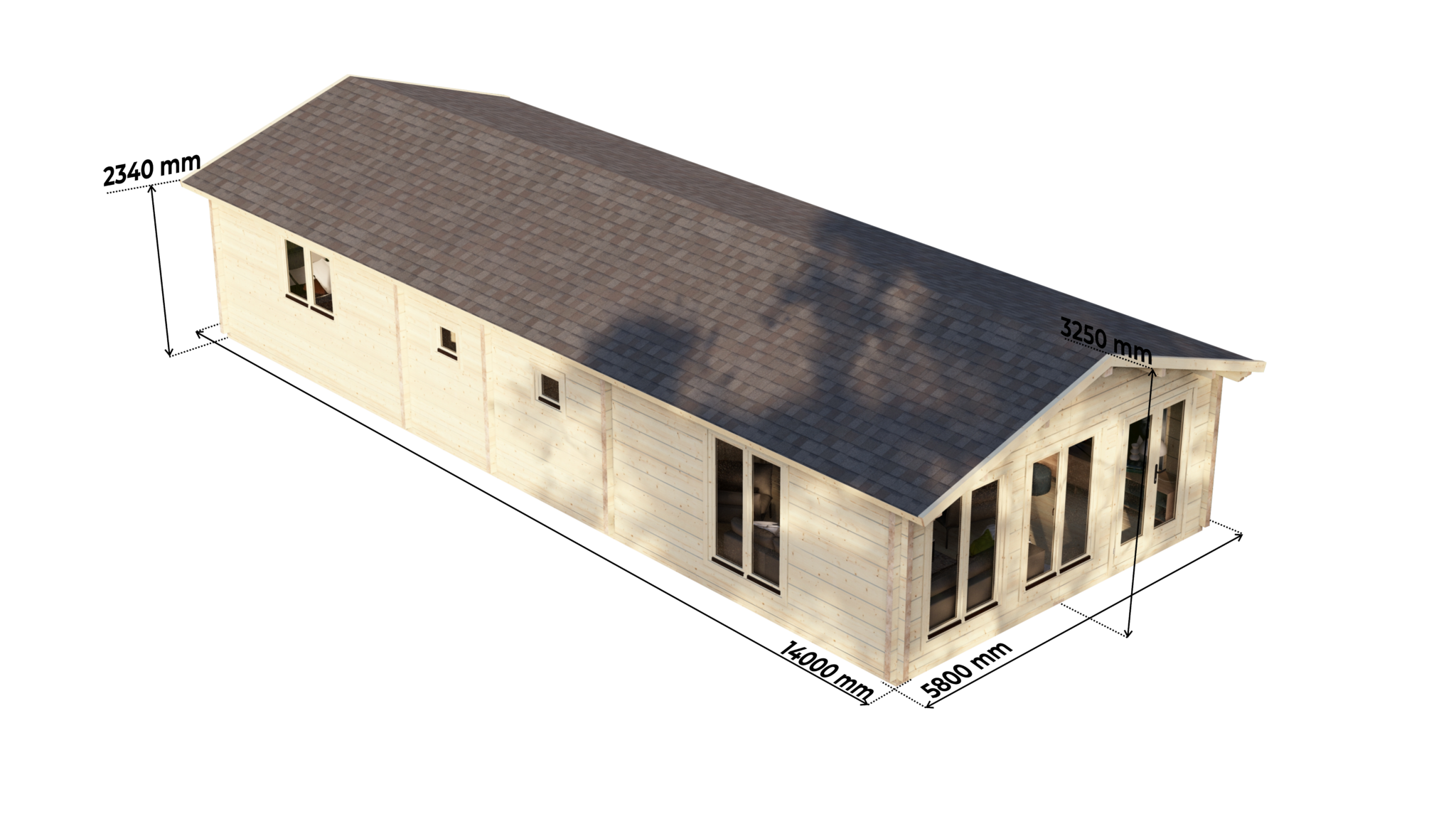 Mobile Log Home Wye2 Bed 14×5.8m – 7