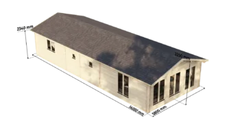Mobile Log Home 2 Bed 14x5.8m: dimension drawing