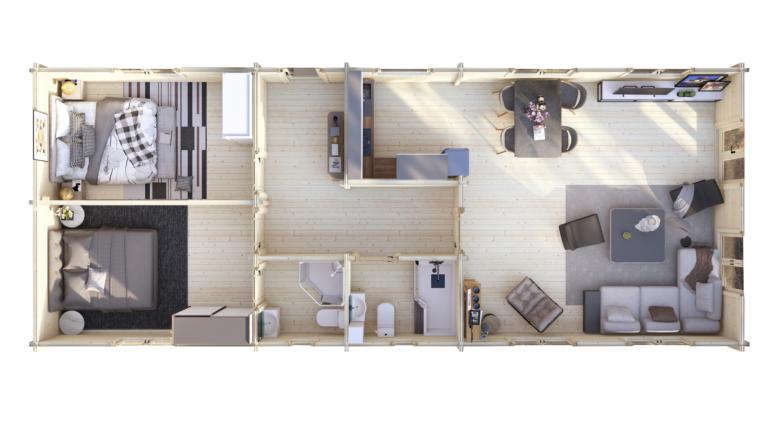 Mobile Log Home Wye2 Bed 15x6m – 5