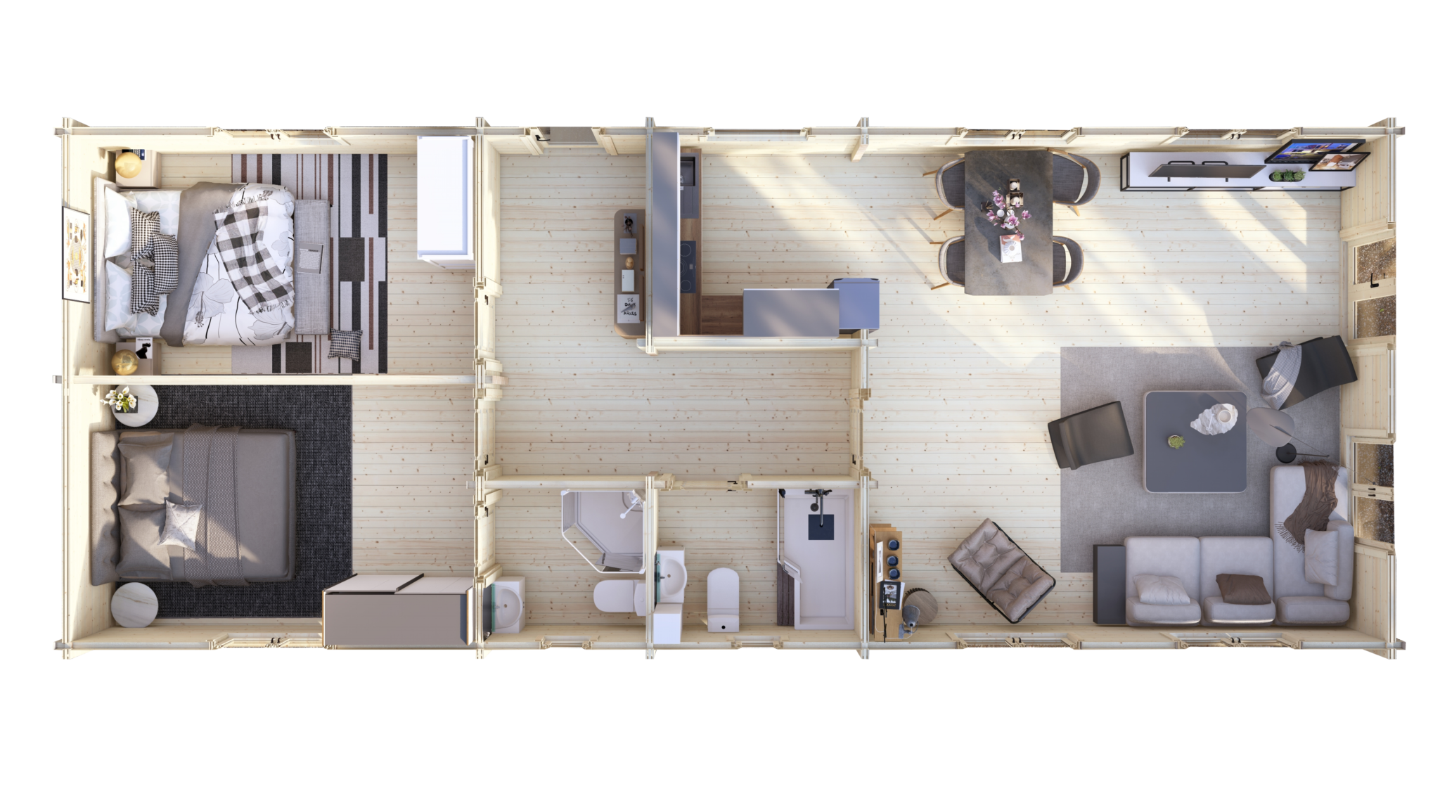 Mobile Log Home Wye2 Bed 15x6m – 5