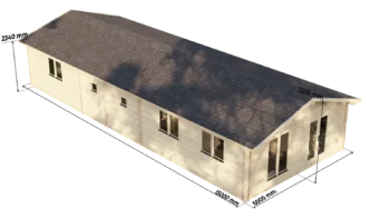 Mobile Log Home 2 Bed 15x6m: dimension drawing