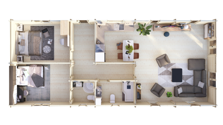 Mobile Log Home Wye2 Bed 16×6.8m – 5