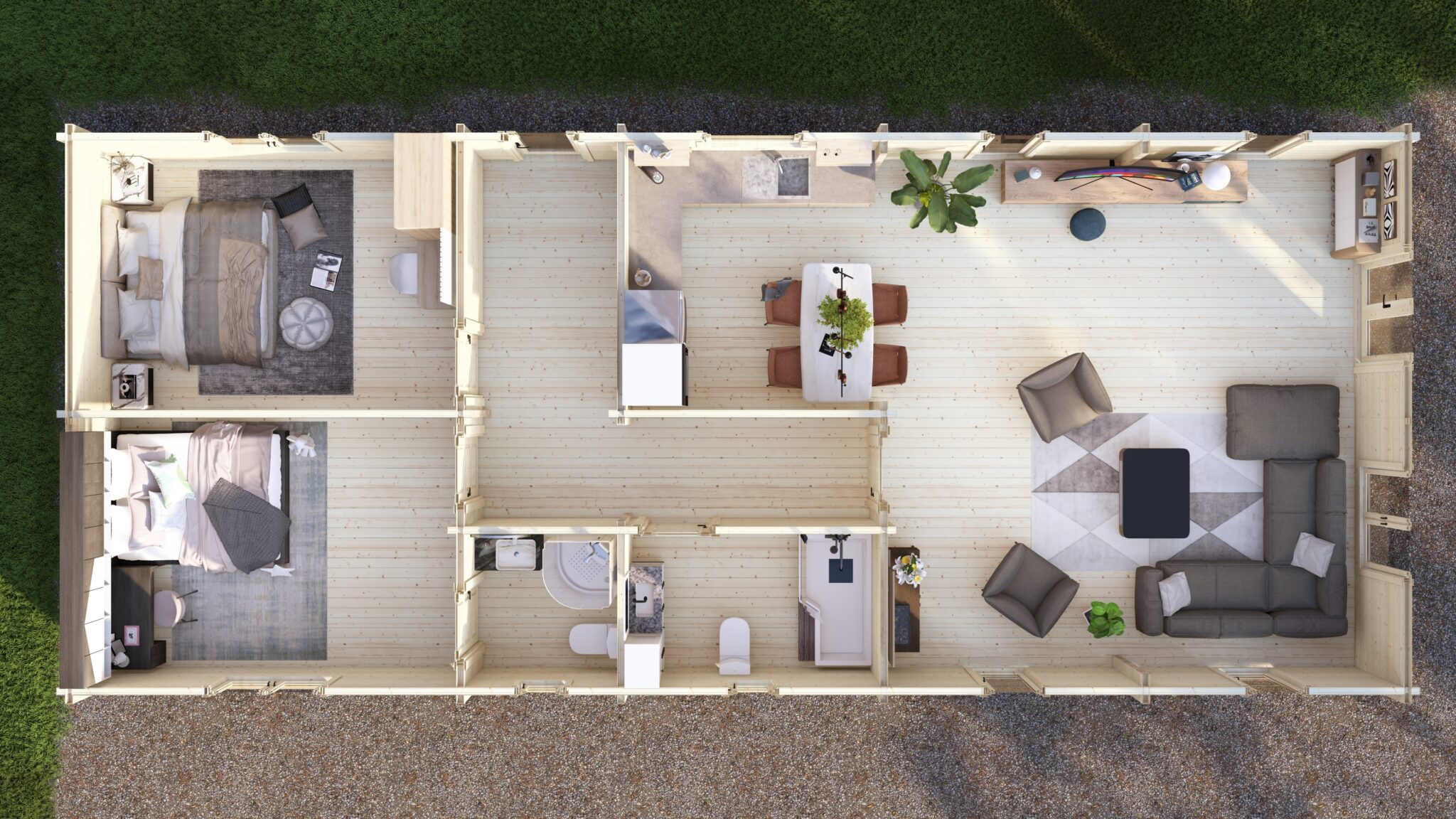 Mobile Log Home Wye2 Bed 16×6.8m – 5