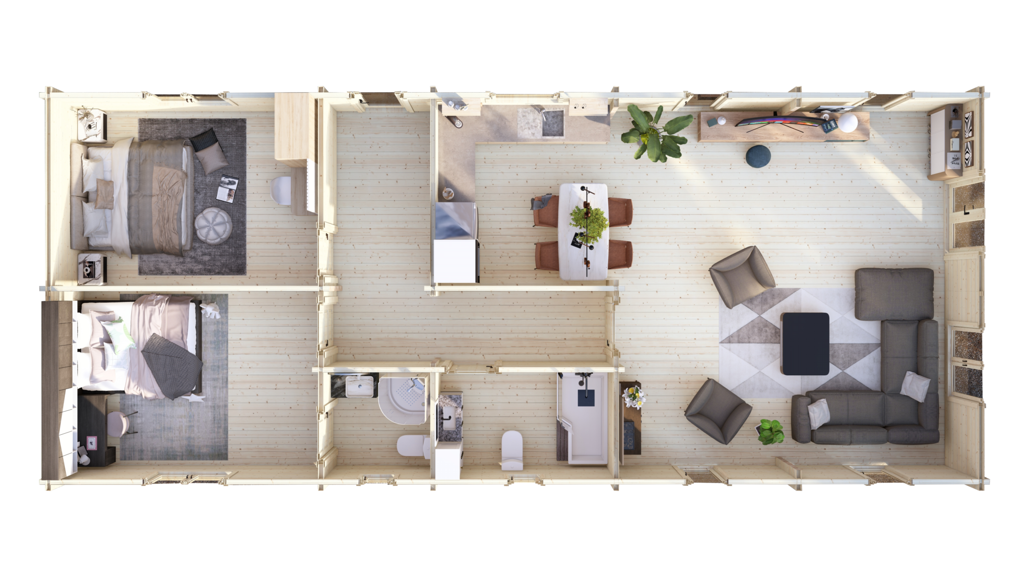 Mobile Log Home Wye2 Bed 16×6.8m – 5