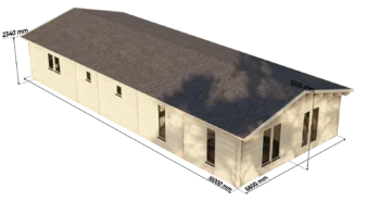 Mobile Log Home 2 Bed 16x6.8m: dimension drawing