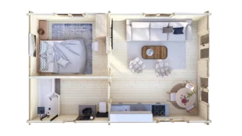 Mobile Log Home 1 Bed 8x5m: floor plan