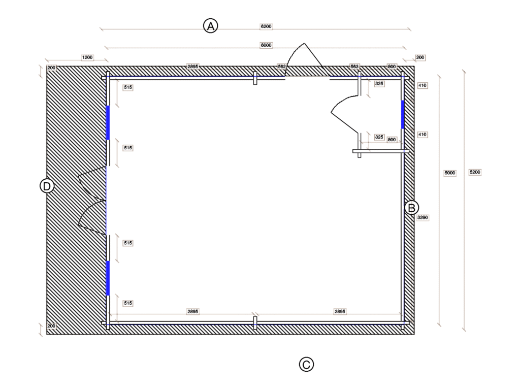 Floor plan of Apex Holiday Cabin 4.9x5.9, dimensioned drawing