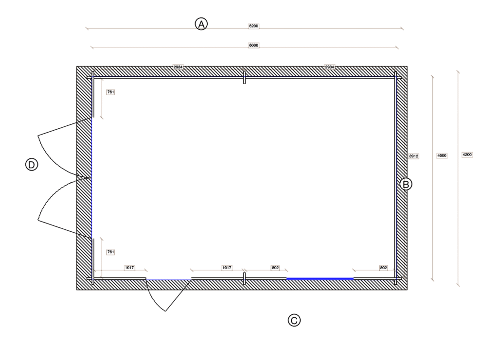 Floor plan of Apex Log Garage 3.9x5.9, dimensioned drawing