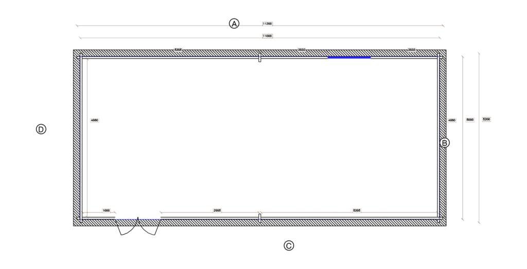 Floor plan of Apex Residential Cabin 4.9x10.9, dimensioned drawing
