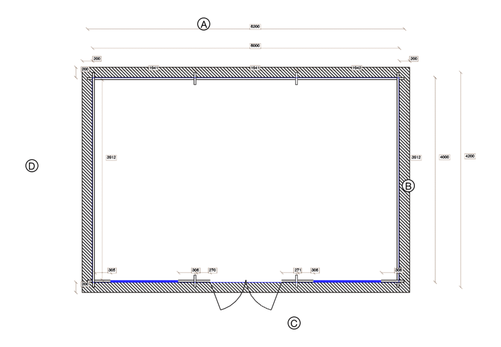 Floor plan of Apex Summer House 3.9x5.9, Double Door, dimensioned drawing