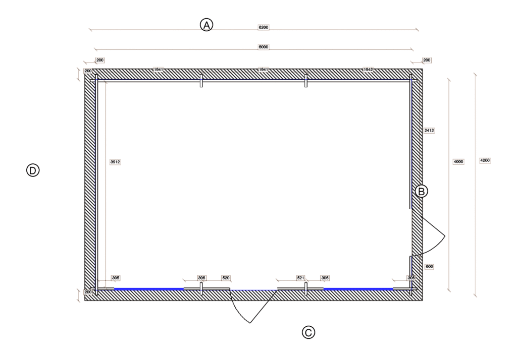 Floor plan of Apex Summer House 3.9x5.9, Two Single Doors, dimensioned drawing