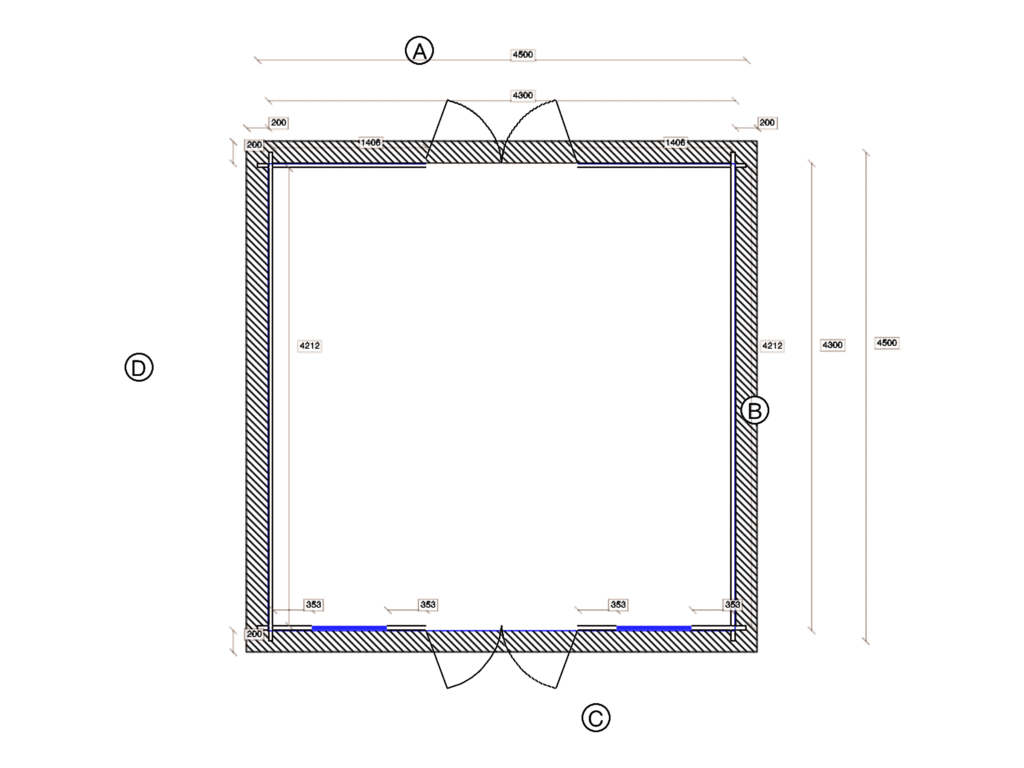 Floor plan of Apex Summer House 4.2x4.2, dimensioned drawing