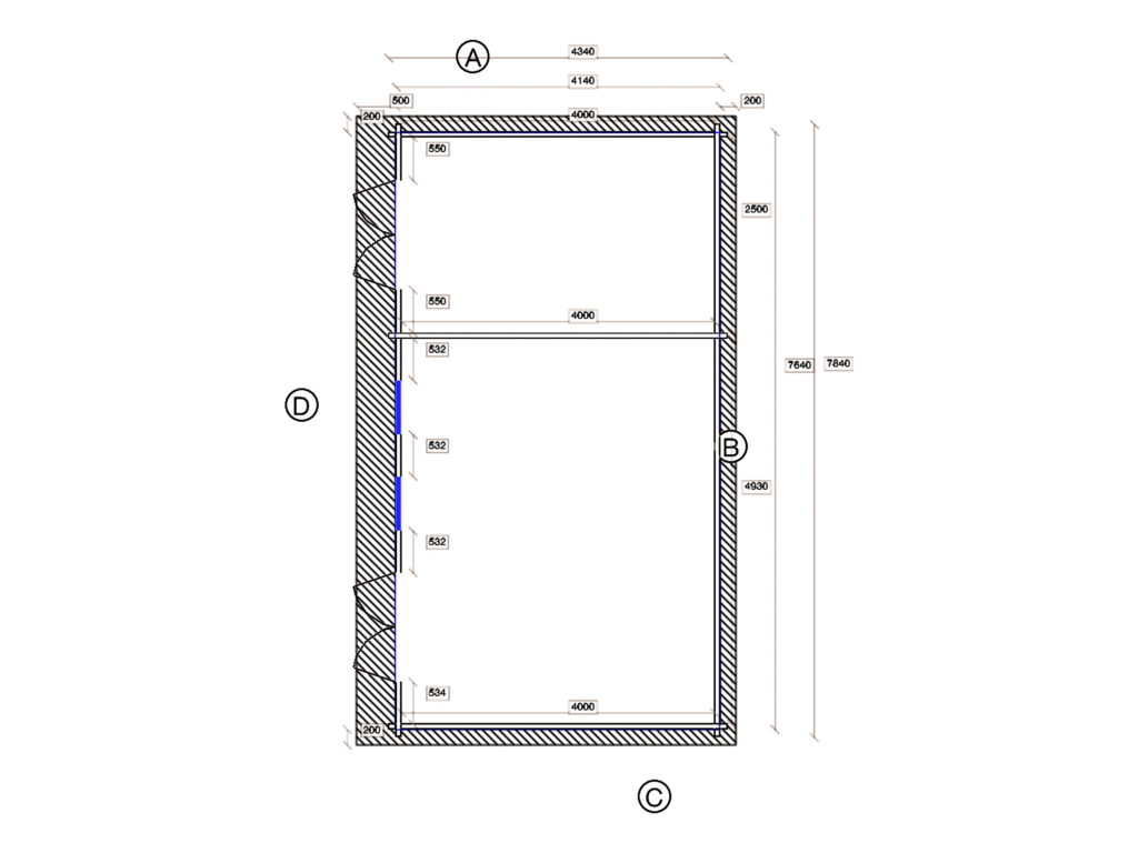 Floor plan of Apex Timber Lodge 7.5x4.0, dimensioned drawing