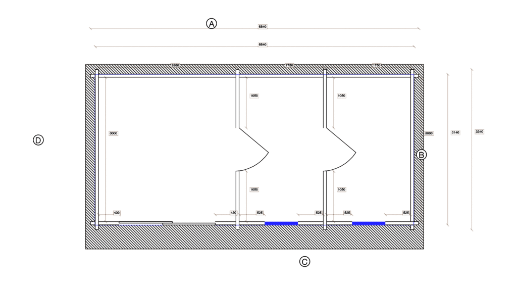 Floor plan of Pent Garden Room 3.0x6.5, dimensioned drawing