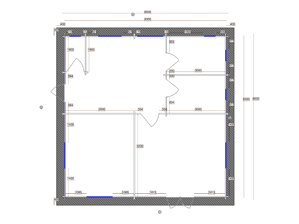 Floor plan of Apex Garden Office 8.5x8.5, dimensioned drawing