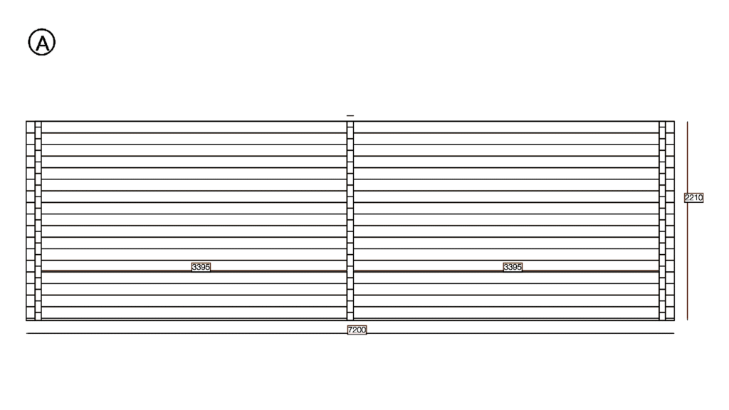 Elevation A of Apex Holiday Cabin 5.2x7.2, dimensioned drawing
