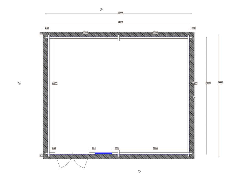 Floor plan of Apex Timber Lodge 5.0x6.0, dimensioned drawing