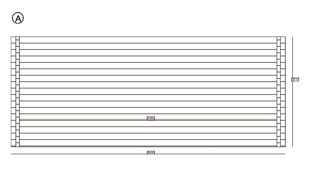 Elevation A of Garden Office 3.0x5.5, dimensioned drawing