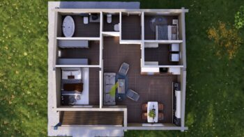 Fjord 80 Glulam House Interior Cutaway Overview