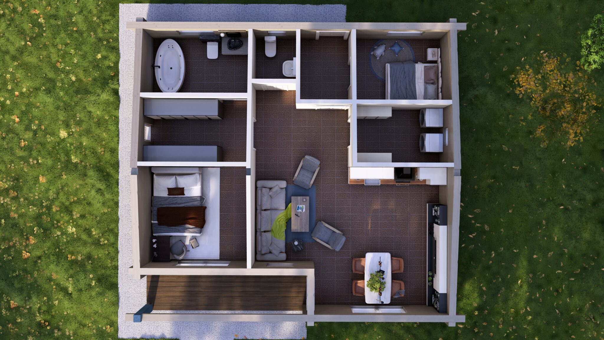 Fjord 80 Glulam House Interior Cutaway Overview