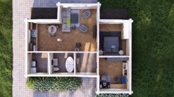 Linnea Glulam House Interior Cutaway Overview
