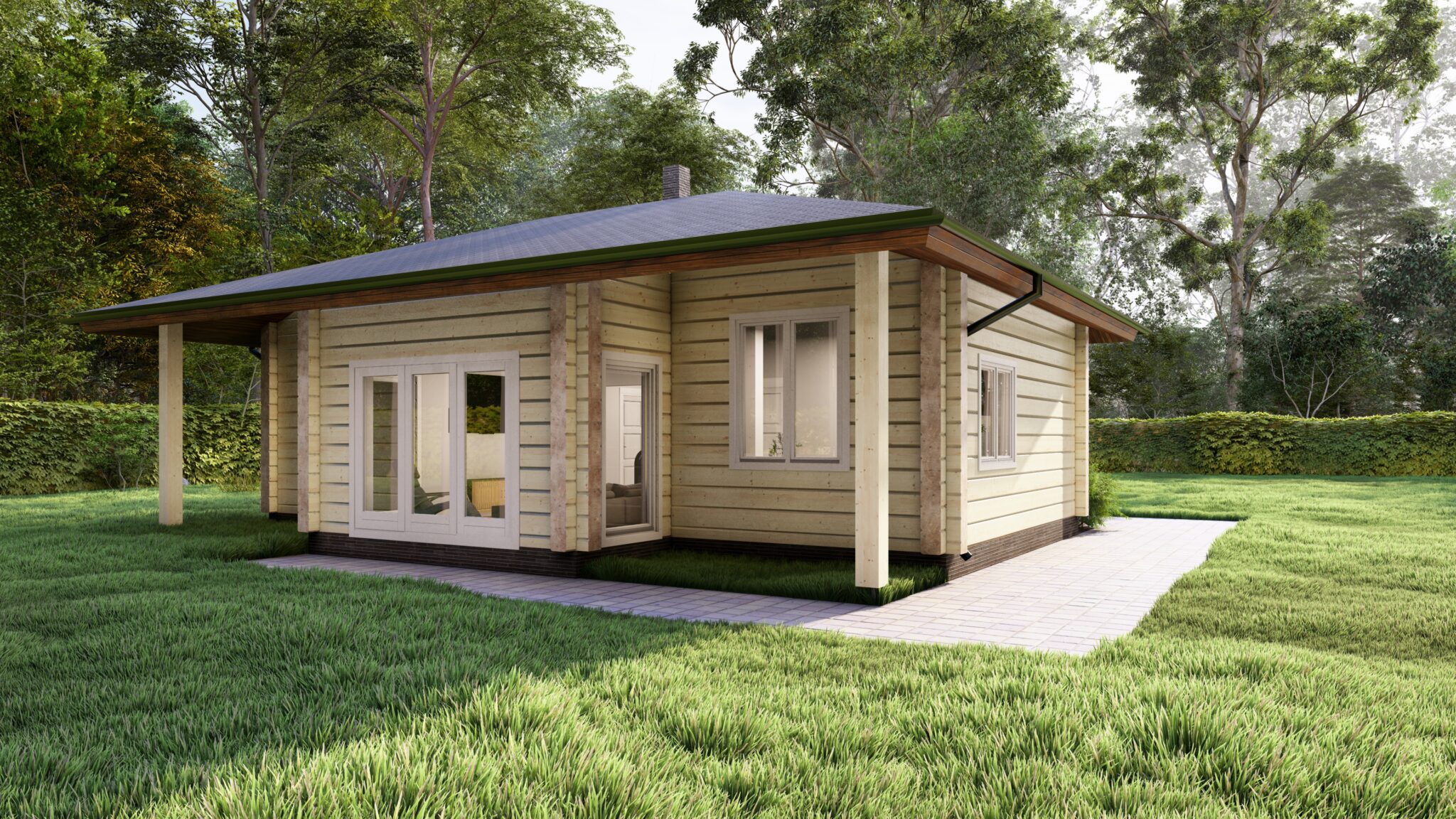 Linnea Glulam House Rear Perspective