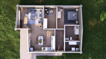 Lumio 102 Glulam House Interior Cutaway Overview