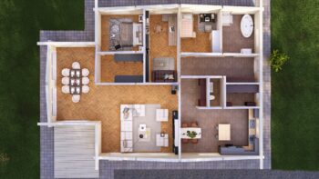 Norvik Glulam House Interior Cutaway Overview