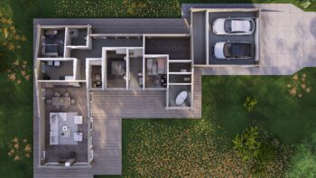 Tromso Glulam House Interior Cutaway Overview