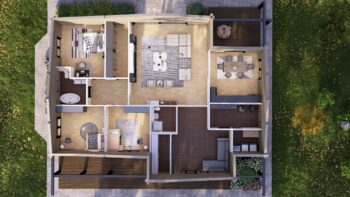Vasa 270 Glulam House Interior Cutaway Overview