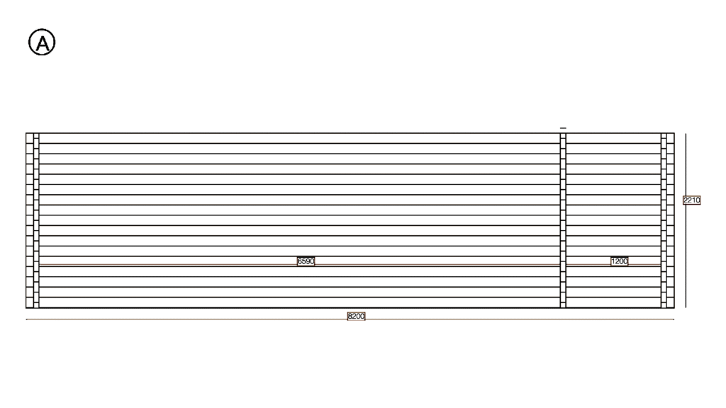 Elevation A of Pent Holiday Cabin 5.2x8.2, dimensioned drawing