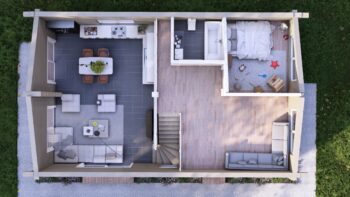 Arvika Glulam House Upper Floor Cutaway