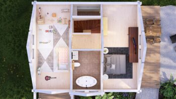 Aurora Glulam House Upper Floor Cutaway