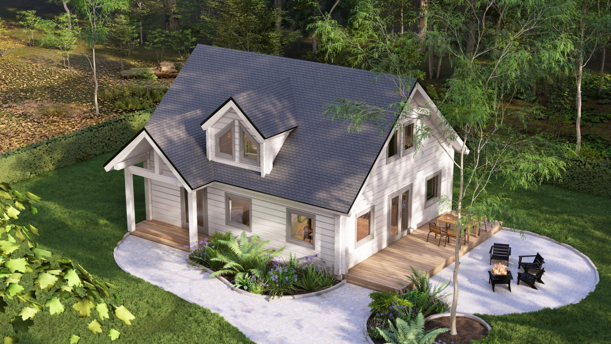 Aurora Glulam House Aerial View