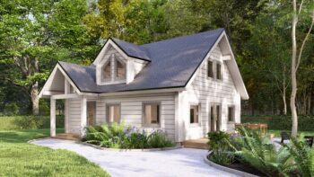 Two Storey Glulam Log House Aurora 9.7×8.2m, 220mm