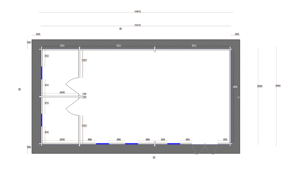 Floor plan of Apex Residential Cabin 5.5x10.6, dimensioned drawing