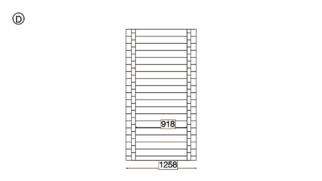 Elevation D of Pent Timber Residence 8.4x12.6, dimensioned drawing
