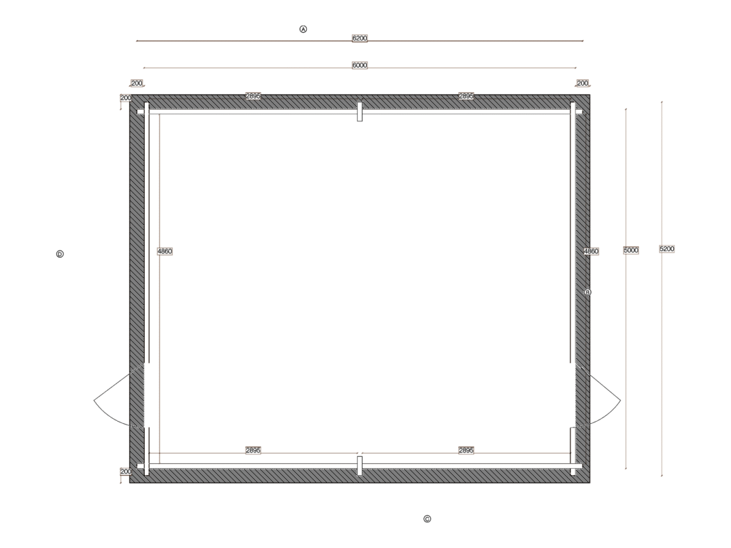 Floor plan of Apex Timber Lodge 5.2x6.2, dimensioned drawing