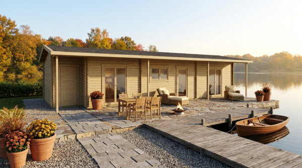3D technical project visual for Offset Holiday Cabin 4.2x12.4.